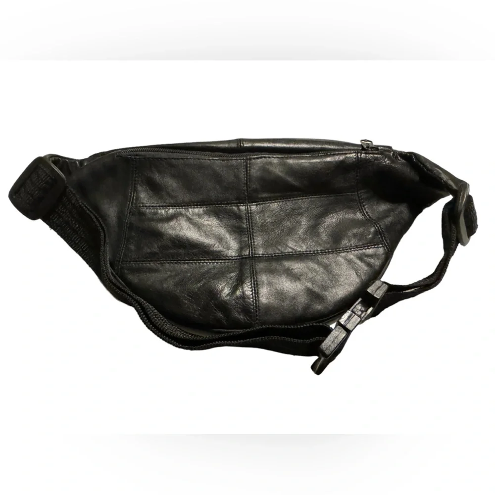 Vintage Black Leather Unisex Adult Men’s Women’s Hip Fanny Pack India RARE